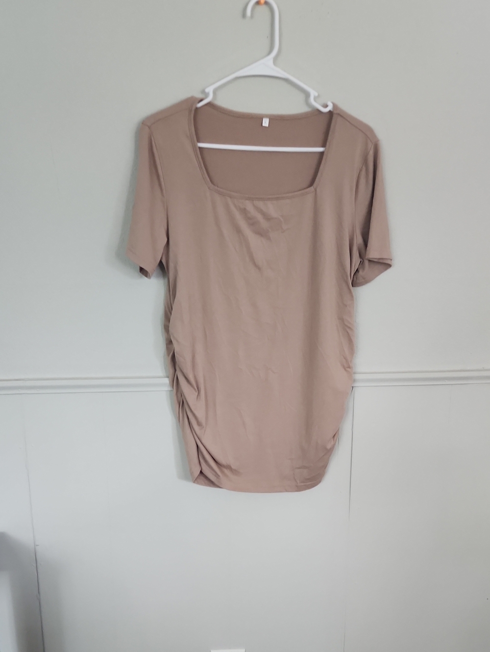Source Unknown Square Neck Short Sleeve Top - Taupe